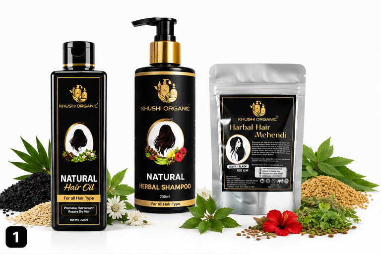 Combo - Hair Care Trio Starter Pack(Hair Oil + Shampoo + Mehandi)