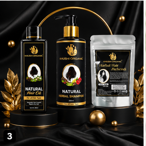 Combo - Hair Care Trio Family Pack(Hair Oil + Shampoo + Mehandi)