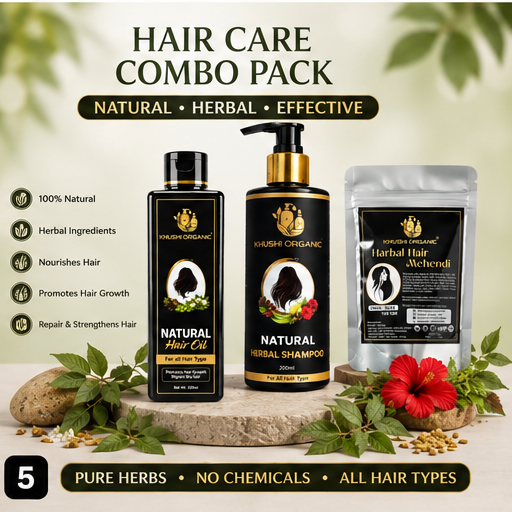 Combo - Hair Care Trio Family Pack(Hair Oil + Shampoo + Mehandi)